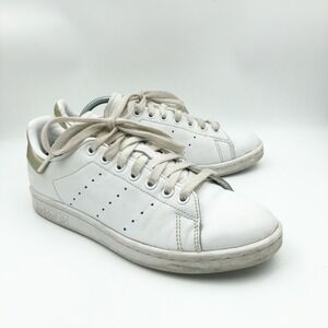 Adidas Shoes Womens 7 Stan Smith White Gold Metallic Leather Sneakers